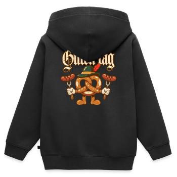 Guten Tag Pretzel-Maskottchen - Kinder Premium Organic Zip Hoodie - Schwarz - Hinten - AI Model Kid Male (0cm)
