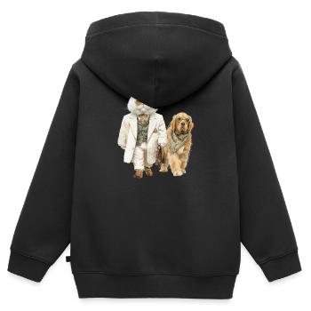 Old Money Katze – Eleganz auf Samtpfoten - Kinder Premium Organic Zip Hoodie - Schwarz - Hinten - AI Model Kid Male (0cm)