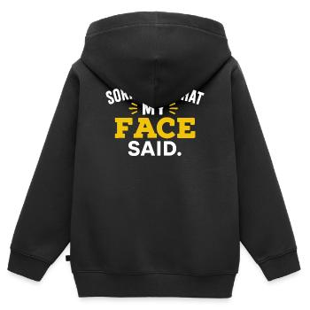 Gesicht sagte alles: Humorvoller Ausdruck T-Shirt - Kinder Premium Organic Zip Hoodie - Schwarz - Hinten - AI Model Kid Male (0cm)