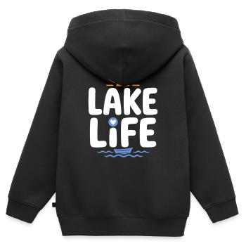 Lake Life Sonnenaufgangsabzeichen - Kinder Premium Organic Zip Hoodie - Schwarz - Hinten - AI Model Kid Male (0cm)