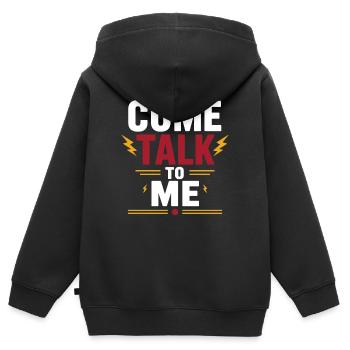 Komm und sprich mit mir, fettgedruckt - Kinder Premium Organic Zip Hoodie - Schwarz - Hinten - AI Model Kid Male (0cm)