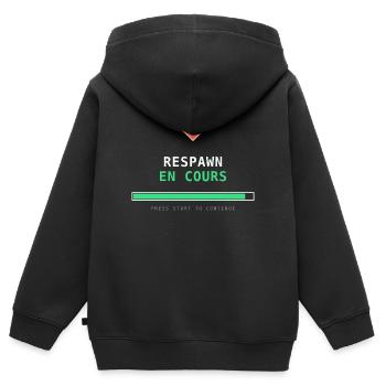 Respawn im Gange – Retro Gamer Pixel Art - Kinder Premium Organic Zip Hoodie - Schwarz - Hinten - AI Model Kid Male (0cm)