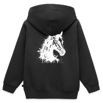 Abstraktes Spritzpferd - Kinder Premium Organic Zip Hoodie - Schwarz - Hinten - AI Model Kid Male (0cm)