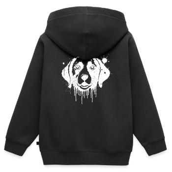 Beagle-Hund in weißem Tropfen gespritzt - Kinder Premium Organic Zip Hoodie - Schwarz - Hinten - AI Model Kid Male (0cm)