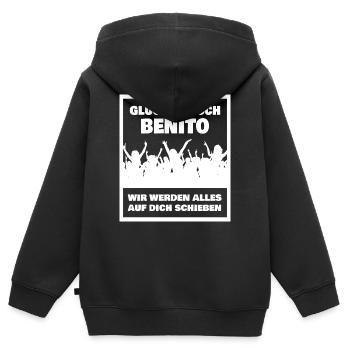 Geschenk für Benito - Kinder Premium Organic Zip Hoodie - Schwarz - Hinten - AI Model Kid Male (0cm)