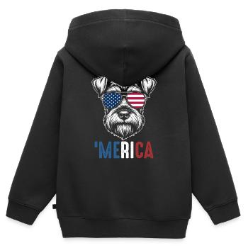 Merica Patriotic Schnauzer American Flag Pride - Kinder Premium Organic Zip Hoodie - Schwarz - Hinten - AI Model Kid Male (0cm)