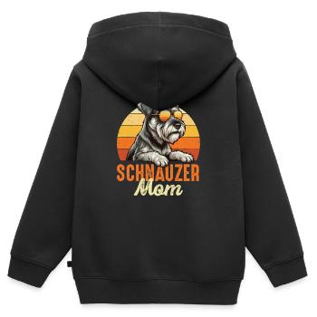 Schnauzer-Mama Miniatur-Standard-Riesenstolz - Kinder Premium Organic Zip Hoodie - Schwarz - Hinten - AI Model Kid Male (0cm)