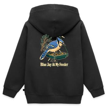 Blue Jay At My Feeder, Backyard Birds Bird Watcher - Kids Premium Organic Zip-up Hoodie - black - Back - AI Model Kid Male (0cm)