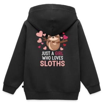 Faultierliebe: Just a Girl Sloths - Kinder Premium Organic Zip Hoodie - Schwarz - Hinten - AI Model Kid Male (0cm)