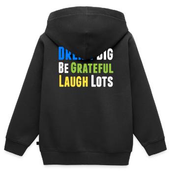 Positives Denken Inspirierend Motivation - Kinder Premium Organic Zip Hoodie - Schwarz - Hinten - AI Model Kid Male (0cm)