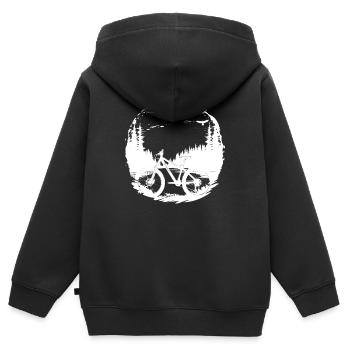 Mountainbiker Illustration - Kinder Premium Organic Zip Hoodie - Schwarz - Hinten - AI Model Kid Male (0cm)