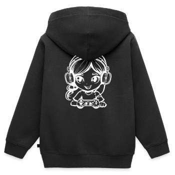 Gamer Mädchen - Kinder Premium Organic Zip Hoodie - Schwarz - Hinten - AI Model Kid Male (0cm)