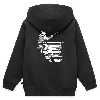Angeln Pixel Art - Kinder Premium Organic Zip Hoodie - Schwarz - Hinten - AI Model Kid Male (0cm)