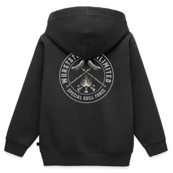 Wurststock Grill - Kinder Premium Organic Zip Hoodie - Schwarz - Hinten - AI Model Kid Male (0cm)