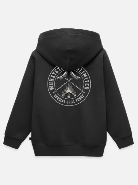 Wurststock Grill - Kinder Premium Organic Zip Hoodie - Schwarz