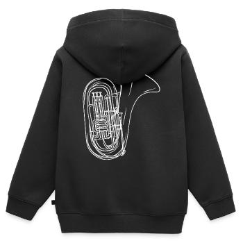 Tuba Zeichnung - Kinder Premium Organic Zip Hoodie - Schwarz - Hinten - AI Model Kid Male (0cm)