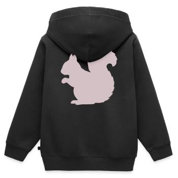 Rosa Eichhörnchen Silhouette - Kinder Premium Organic Zip Hoodie - Schwarz - Hinten - AI Model Kid Male (0cm)