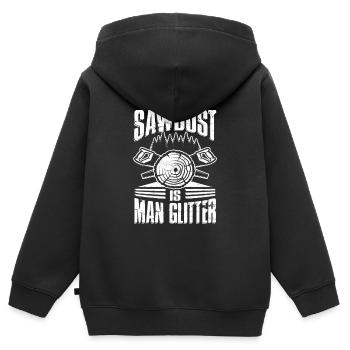 Zimmermann Papa Onkel Holz Holzarbeiter Holz - Kinder Premium Organic Zip Hoodie - Schwarz - Hinten - AI Model Kid Male (0cm)
