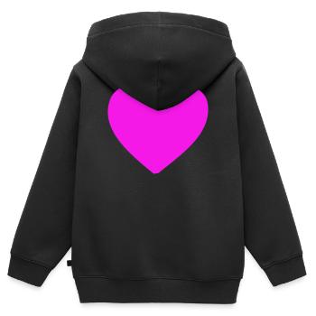 Neonherz Knallpink Motiv - Kinder Premium Organic Zip Hoodie - Schwarz - Hinten - AI Model Kid Male (0cm)