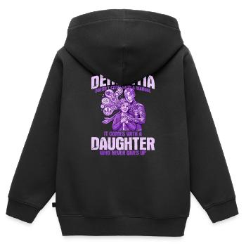 Demenz: Tochter gibt niemals auf - Kinder Premium Organic Zip Hoodie - Schwarz - Hinten - AI Model Kid Male (0cm)
