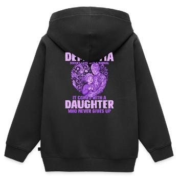 Dementia Tochter Durchhalte Shirt - Kinder Premium Organic Zip Hoodie - Schwarz - Hinten - AI Model Kid Male (0cm)