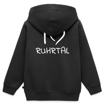 I-Love-Ruhrtal - Kinder Premium Organic Zip Hoodie - Schwarz - Hinten - AI Model Kid Male (0cm)