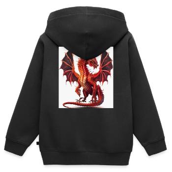 Feuerroter Drachen-Aquarell - Kinder Premium Organic Zip Hoodie - Schwarz - Hinten - AI Model Kid Male (0cm)