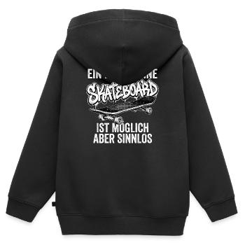 Skateboarding Skateboard - Kinder Premium Organic Zip Hoodie - Schwarz - Hinten - AI Model Kid Male (0cm)
