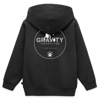Gravität Inspektion Logo - Kinder Premium Organic Zip Hoodie - Schwarz - Hinten - AI Model Kid Male (0cm)