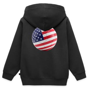 USA-FLAGGE AUF EINEM FUSSBALL - Kinder Premium Organic Zip Hoodie - Schwarz - Hinten - AI Model Kid Male (0cm)
