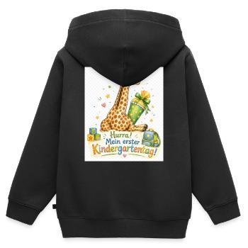 Giraffenzauber Erster Kindergartentag - Kinder Premium Organic Zip Hoodie - Schwarz - Hinten - AI Model Kid Male (0cm)