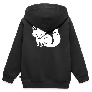 Fuchs Silhouette – Waldtier Minimal Motiv - Kinder Premium Organic Zip Hoodie - Schwarz - Hinten - AI Model Kid Male (0cm)