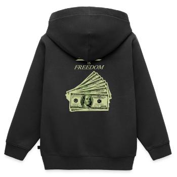 Geld ist Freiheit Wohlstand Denkweise Dollar-Design - Kinder Premium Organic Zip Hoodie - Schwarz - Hinten - AI Model Kid Male (0cm)