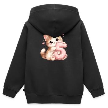 Kätzchen 5 Geburtstag - Kinder Premium Organic Zip Hoodie - Schwarz - Hinten - AI Model Kid Male (0cm)