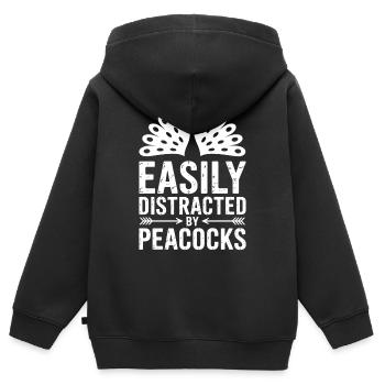 Peacock Sayings Peacock Bird Funny Peacock Gift - Kids Premium Organic Zip-up Hoodie - black - Back - AI Model Kid Male (0cm)