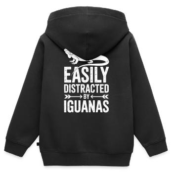 Leguane Sprüche Leguane Lustiges Leguane Geschenk  - Kinder Premium Organic Zip Hoodie - Schwarz - Hinten - AI Model Kid Male (0cm)