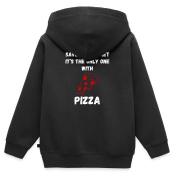 Save the planet - It-s the only pne with pizza - Kids Premium Organic Zip-up Hoodie - black - Back - AI Model Kid Male (0cm)