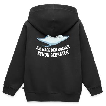 Rochen Schon Gebraten Stachelrochen Manta Rochen - Kinder Premium Organic Zip Hoodie - Schwarz - Hinten - AI Model Kid Male (0cm)