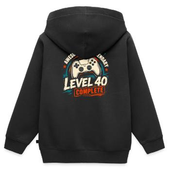 Level 40: Geschenk zum 40 abgeschlossen. Geburtstag - Kinder Premium Organic Zip Hoodie - Schwarz - Hinten - AI Model Kid Male (0cm)