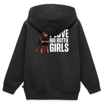 I Love Big Rottie Girls Rottweiler Hund - Kinder Premium Organic Zip Hoodie - Schwarz - Hinten - AI Model Kid Male (0cm)