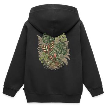 Botanical Jungle – Vintage Pflanzen Bouquet - Kinder Premium Organic Zip Hoodie - Schwarz - Hinten - AI Model Kid Male (0cm)
