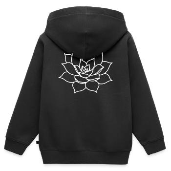 Sukkulentenrosetten-Linienzeichnung - Kinder Premium Organic Zip Hoodie - Schwarz - Hinten - AI Model Kid Male (0cm)