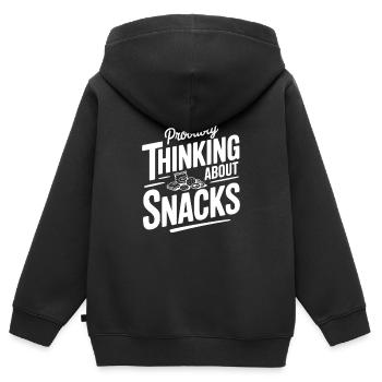 Wahrscheinlich denke ich an Snacks - Kinder Premium Organic Zip Hoodie - Schwarz - Hinten - AI Model Kid Male (0cm)