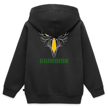 GUARDIAN - Taktisches Raubvogel-Design - Kinder Premium Organic Zip Hoodie - Schwarz - Hinten - AI Model Kid Male (0cm)