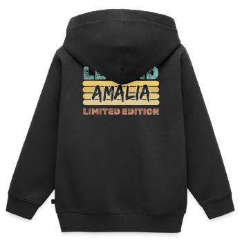 Geschenk für Amalia - Kinder Premium Organic Zip Hoodie - Schwarz - Hinten - AI Model Kid Male (0cm)