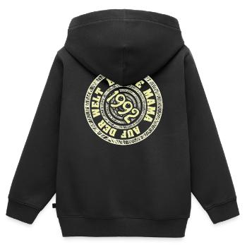 1992 - Kinder Premium Organic Zip Hoodie - Schwarz - Hinten - AI Model Kid Male (0cm)