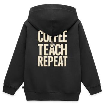 Lehrerhumor – Kaffee Unterricht Wiederholung - Kinder Premium Organic Zip Hoodie - Schwarz - Hinten - AI Model Kid Male (0cm)
