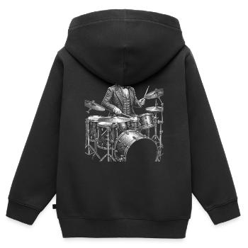 Martin Van Buren Trommler Skizze - Kinder Premium Organic Zip Hoodie - Schwarz - Hinten - AI Model Kid Male (0cm)