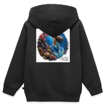 Unterwasser-Meerjungfrau im Riff - Kinder Premium Organic Zip Hoodie - Schwarz - Hinten - AI Model Kid Male (0cm)