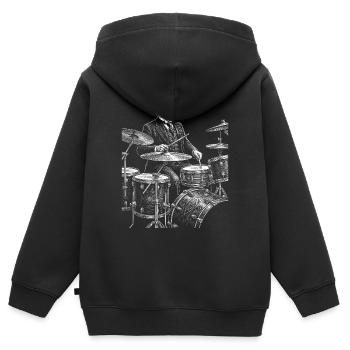 Benjamin Harrison Skizzen Drummer  - Kinder Premium Organic Zip Hoodie - Schwarz - Hinten - AI Model Kid Male (0cm)